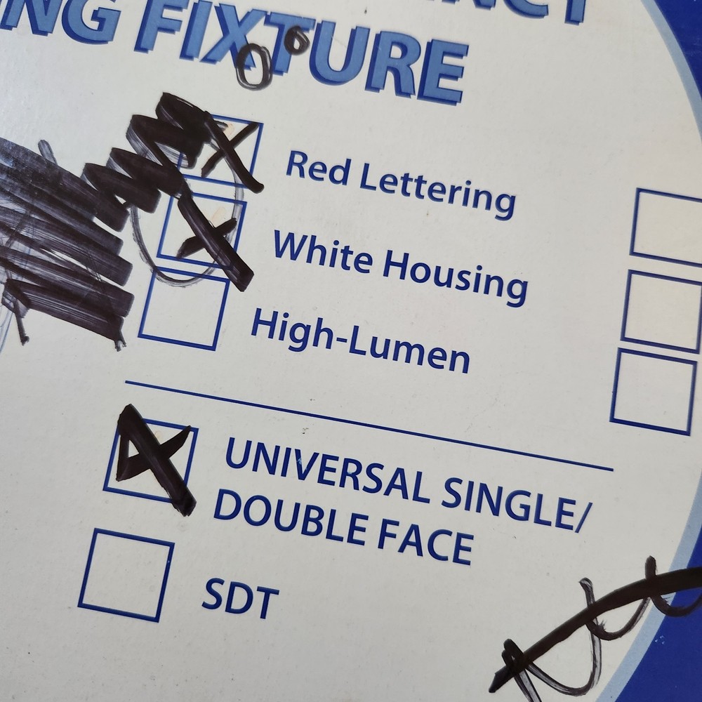 NEW Combo LED Emergency Exit Sign Lighting Fixture with External Lights Open Box