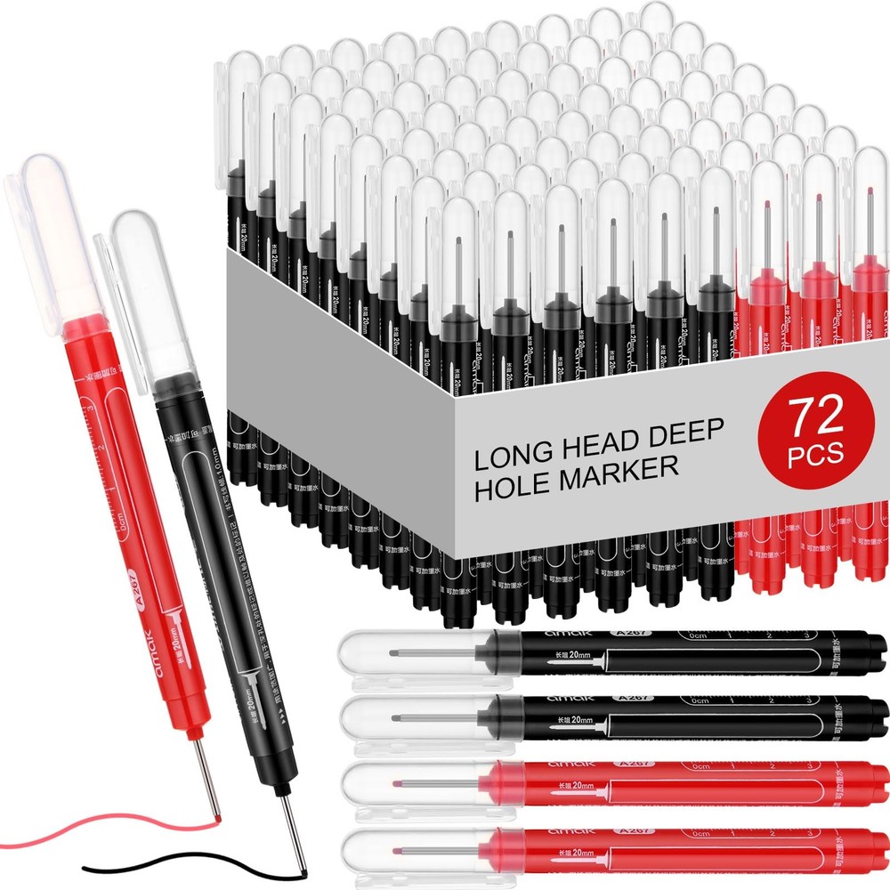 MotiMind 72-Pcs Deep Hole Marker Set, Long Nib, Waterproof, Multi-surface