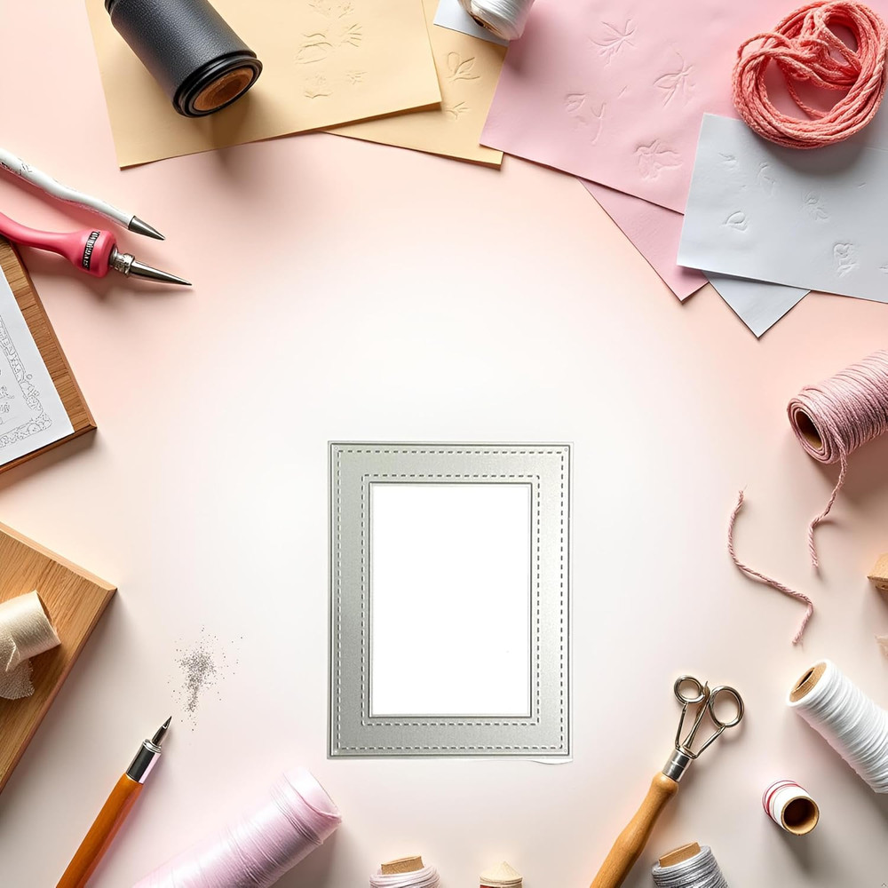 Silver Rectangle Frame Die Cut for Card Making, Scrapbooking Die-Cuts, Frame Met