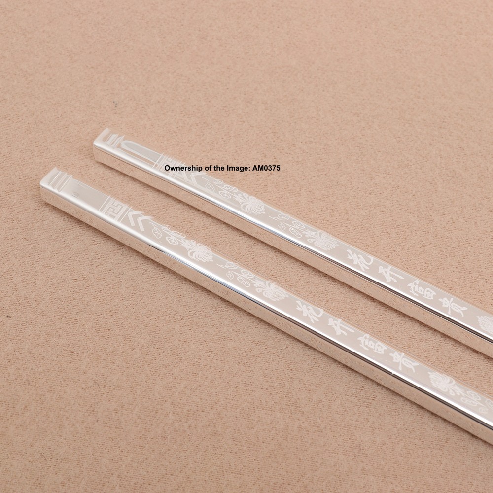 999 Pure Silver Chinese Chopsticks Chrysanthemum Pattern Antibacterial Tableware