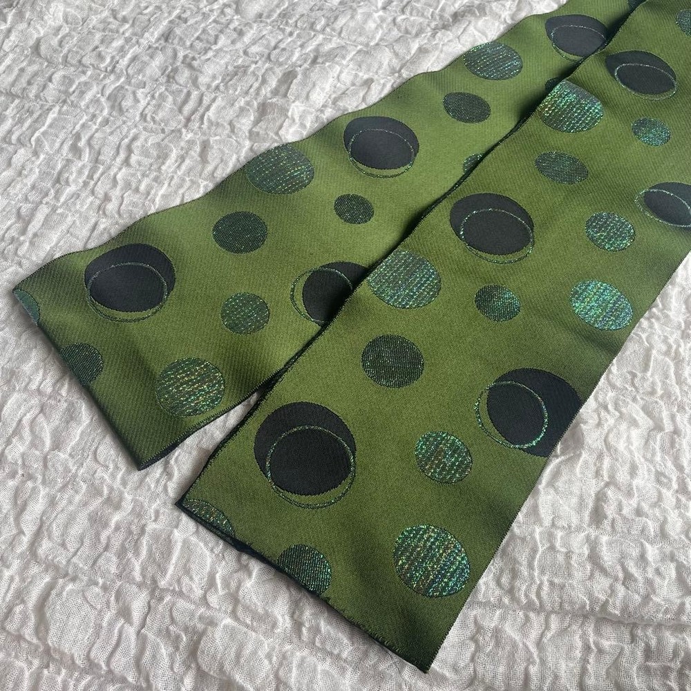 Half width band green dot polka dot bead polarized glitter reversible matcha