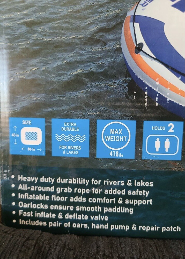Pathfinder 2 Person River Raft, Hand Pump & Oars