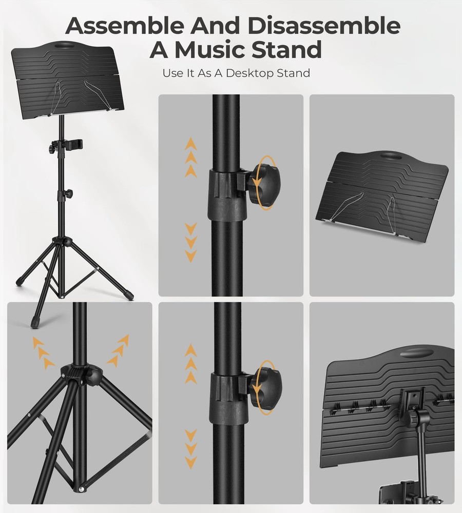 Music Stand, Vangoa Folding Sheet Stand + Microphone