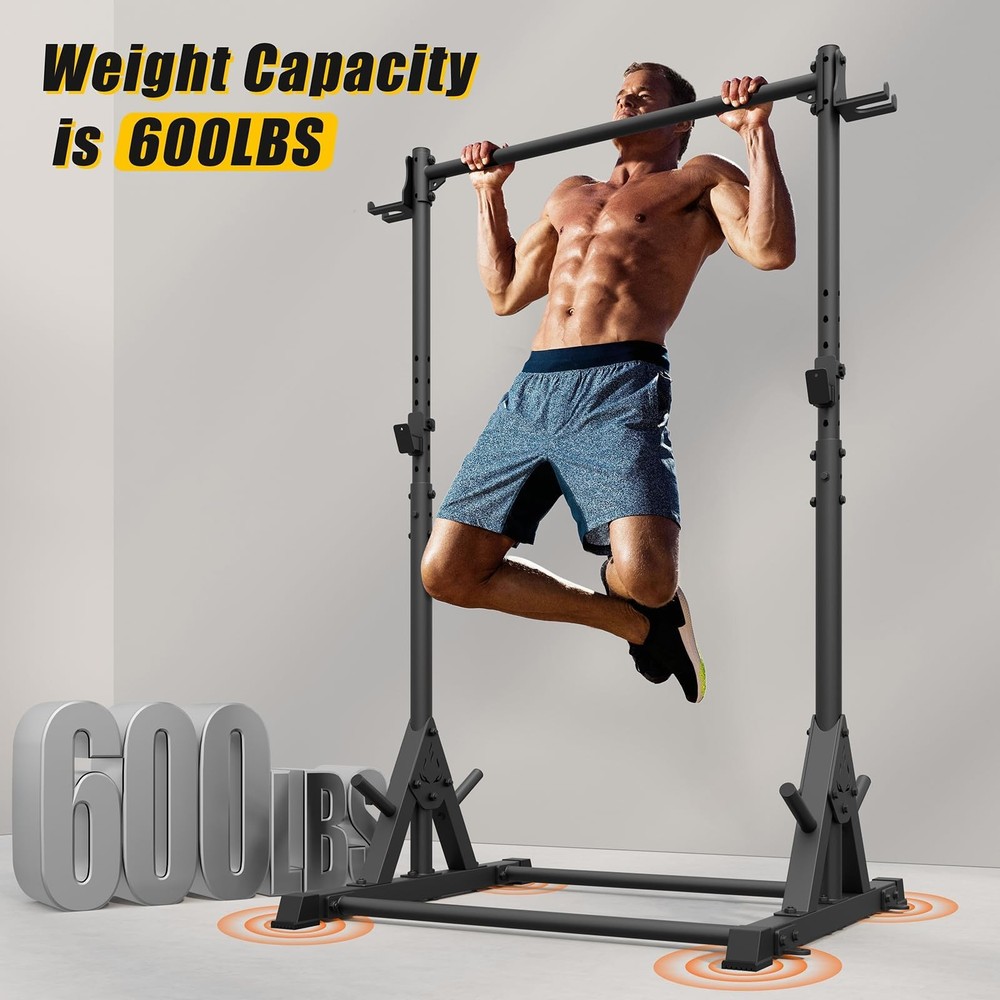 Squat Rack with Pull Up Bar, Heavy Duty 600LBS Weight Capacity Squat Rack for...