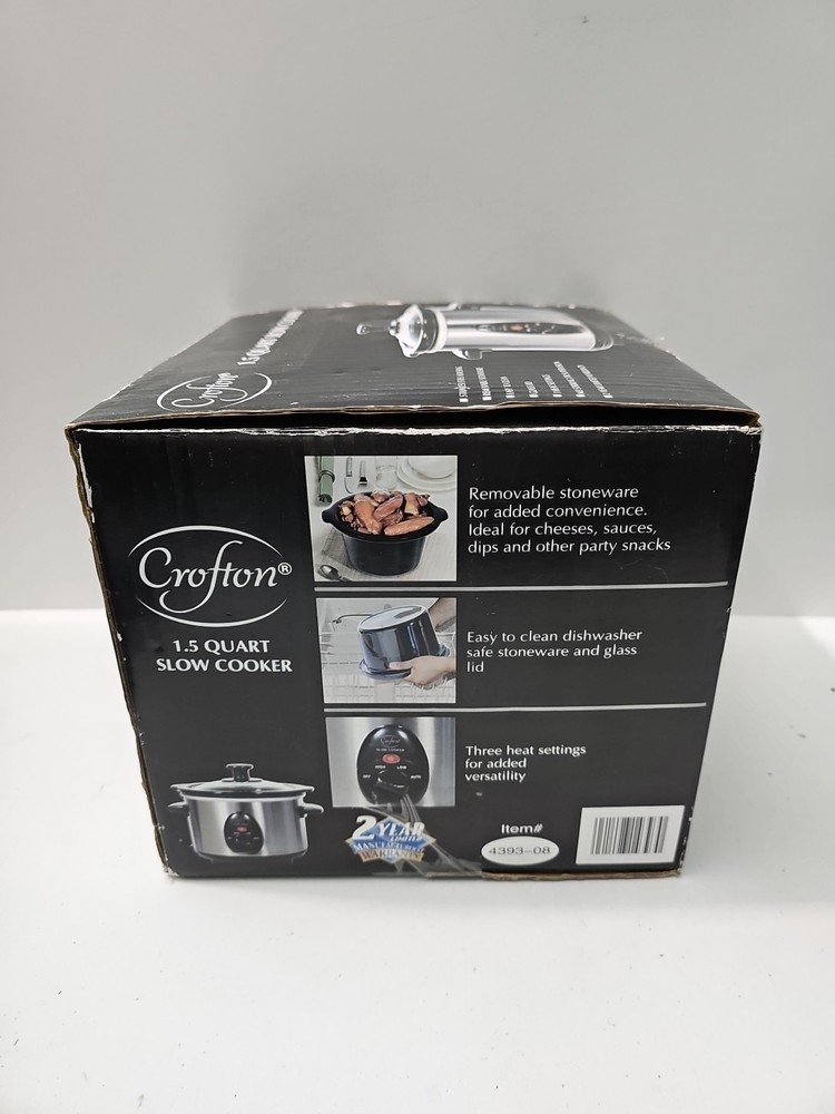 Crofton Slow Cooker 1.5 Qt Stainless Removable Stoneware