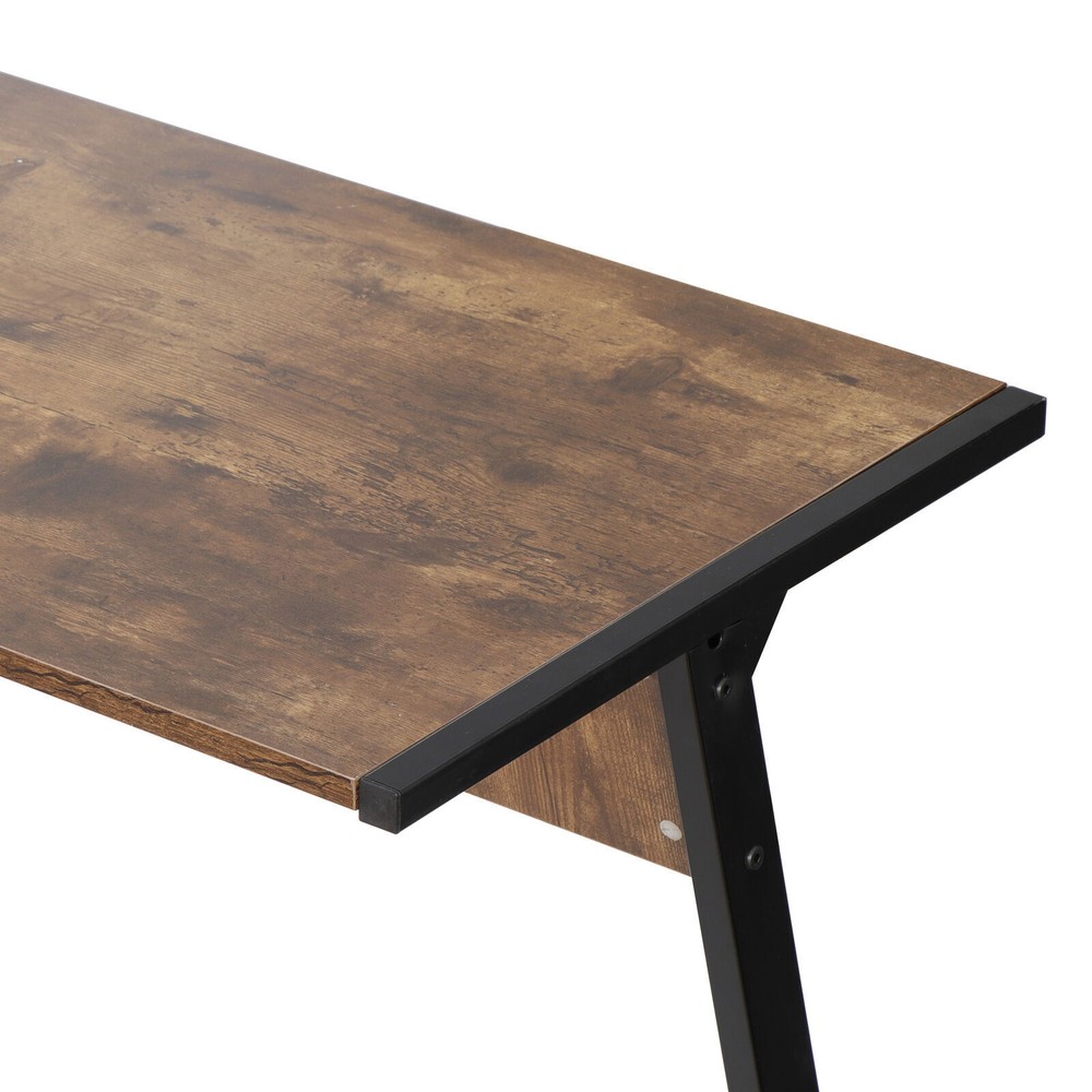 58"L-Shaped Gaming Desk Reversible MDF Computer Corner Laptop Table Rustic Brown