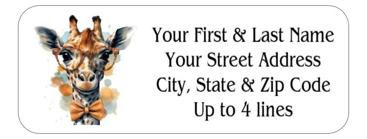 150 Giraffe with Glasses Nerd Return Address Labels Personalized