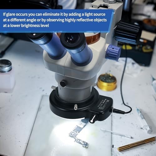 144 LED Ring Microscope Light - Adjustable Illuminator for Lab, Stereo, Camera &