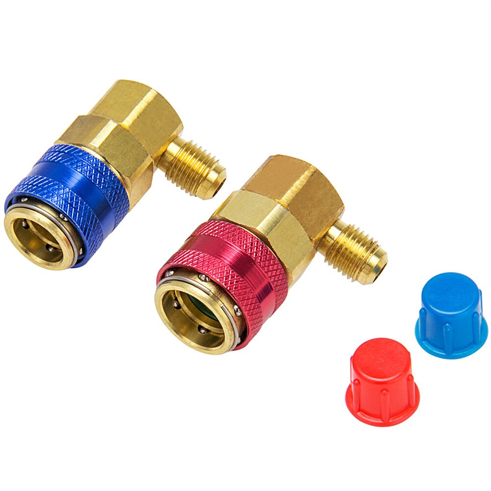 Pair AC A/C Manifold Gauge Conversion Kit High Low Quick Connector Adapter