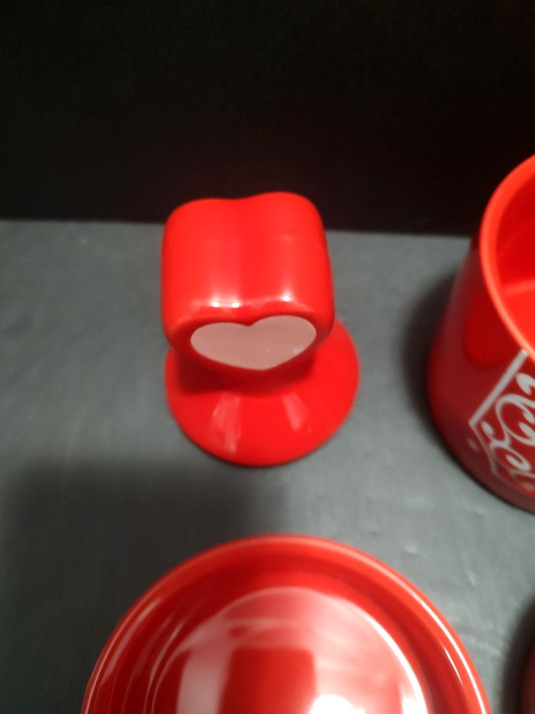 Red Ceramic Love Potion Bottle Shaped Stacking Measuring Cup Set 9" Tall