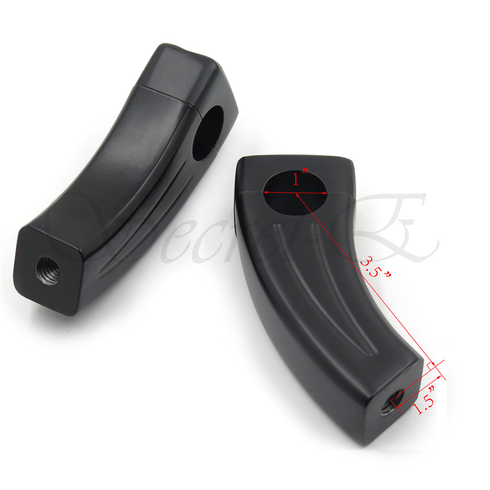 Pair 3.5 " Tall Black 25mm 1" HANDLEBAR RISER PULL BACK RISER Bar Black