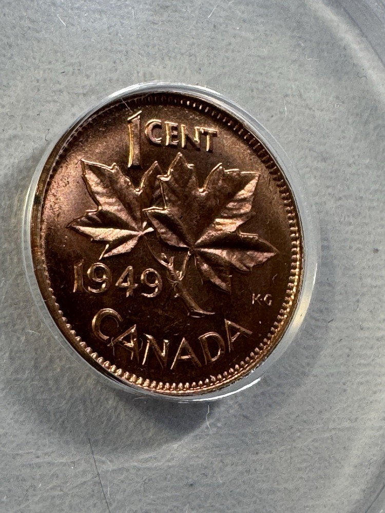 1949 Canada 1 Cent Graded MS 65 RD by ANACS