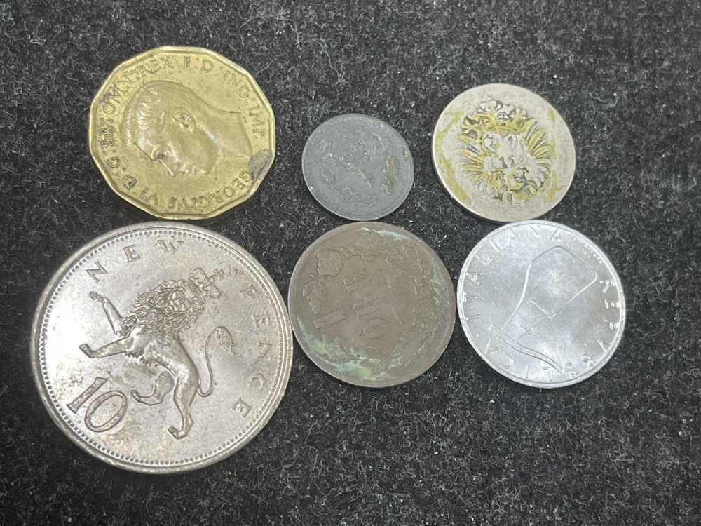 Assorted 6 World Foreign Coins Lot