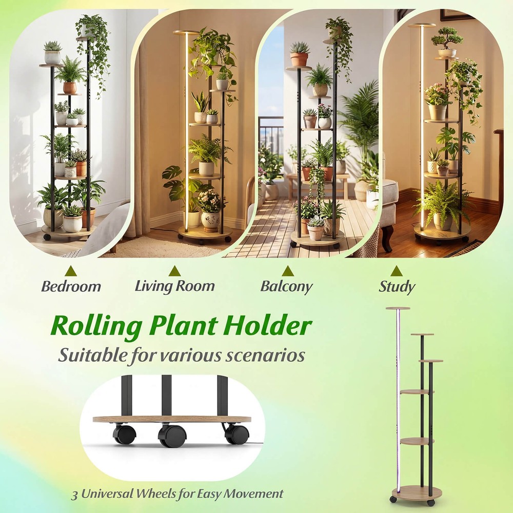 6-tier Plant Stand w/RGB Light Adjustable Lighting Modes Remote APP Control
