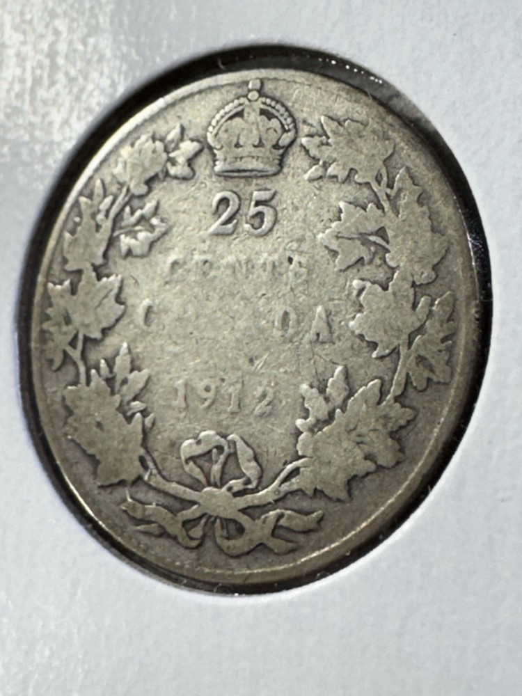 1912 Canada 25 Cents Silver Coin