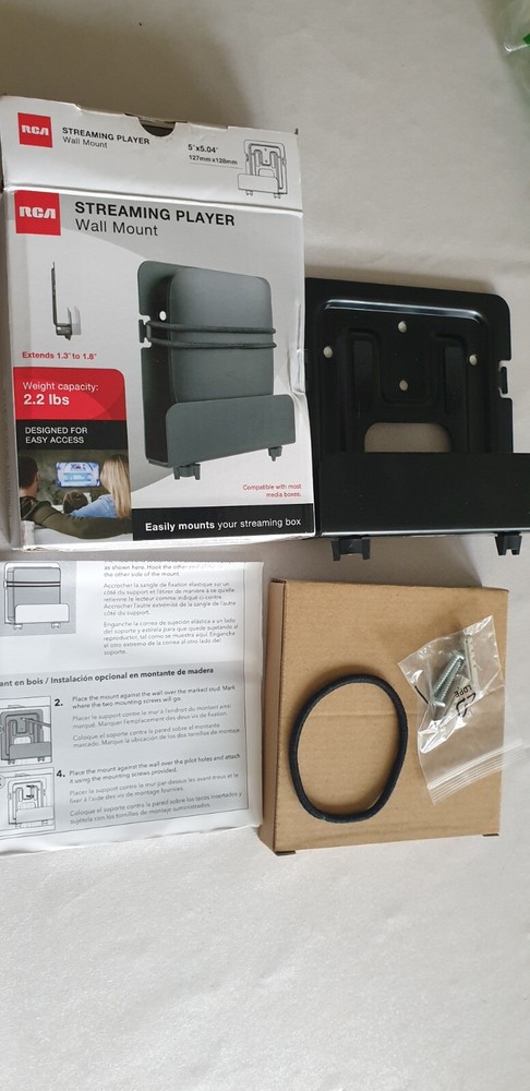 RCA Streaming Player Wall Mount Bracket Adjustable Base for Media Box - Black