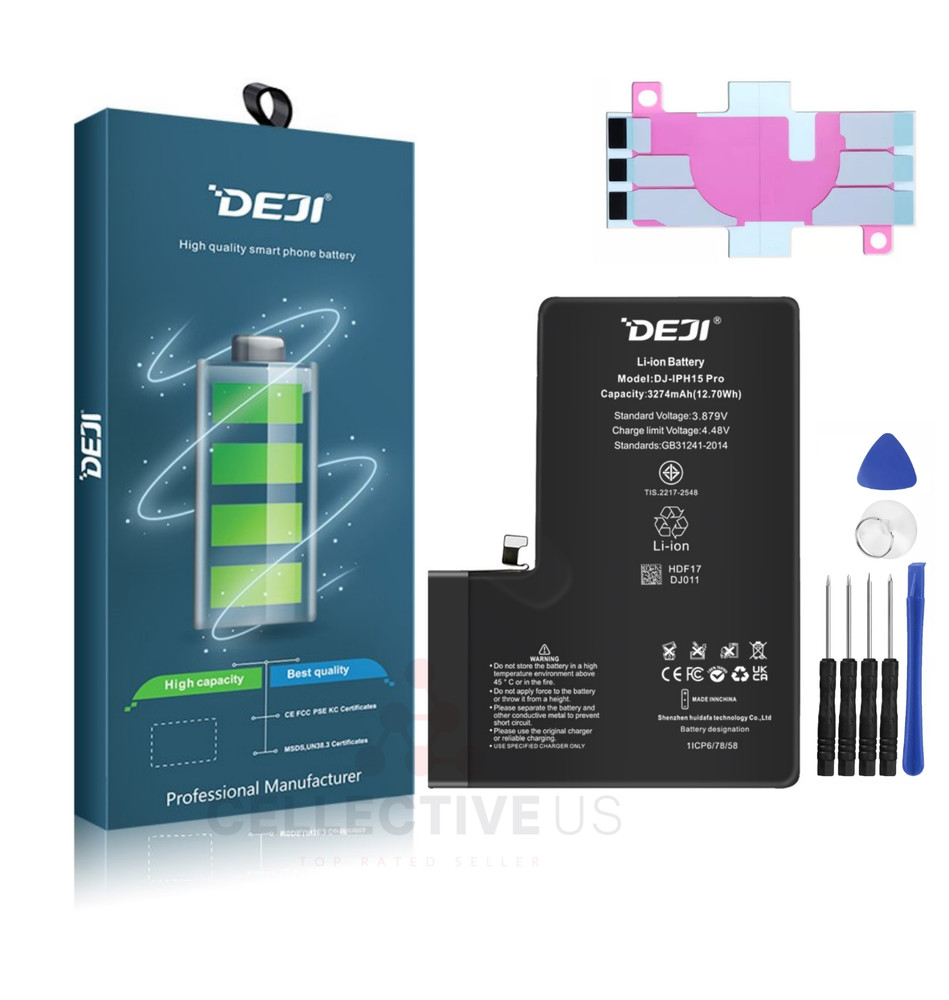 New DEJI battery for Apple iPhone 15 PRO Replacement Battery Tool Adhesive