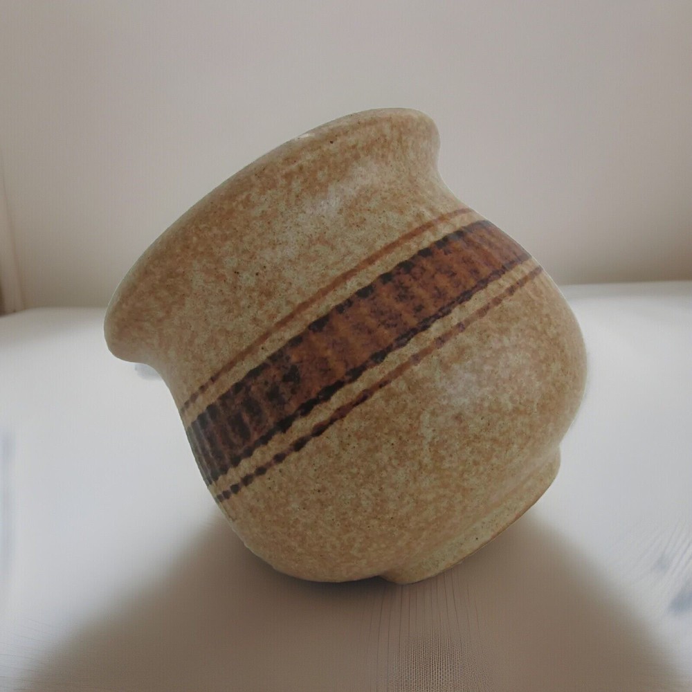 Handmade Tan & Brown 5”x 5" Ceramic Planter Never Used