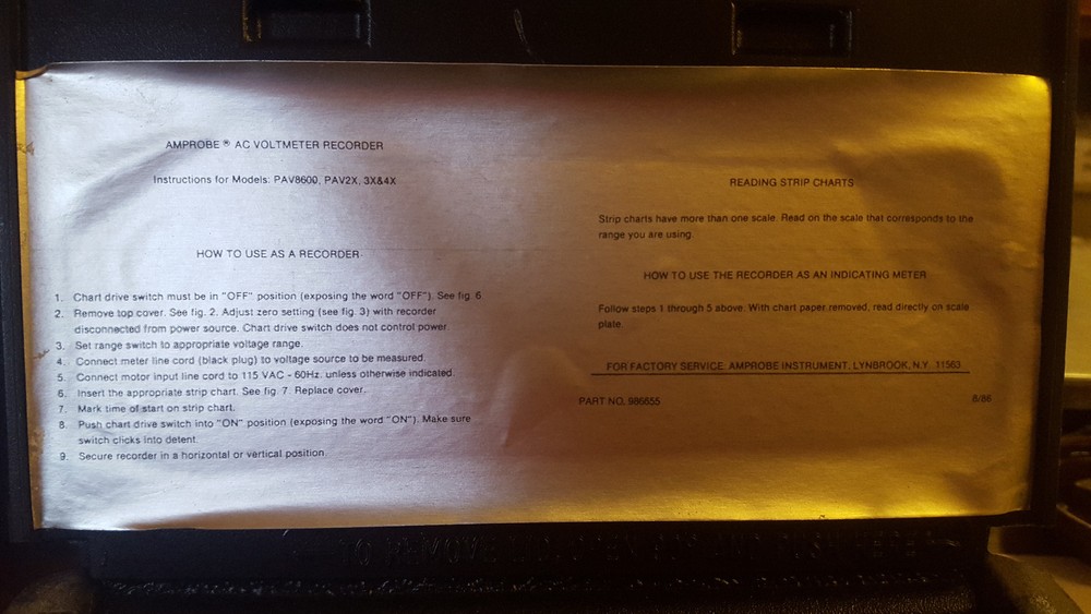 Amprobe-A.C. Voltmeter Recorder-Model # PAV2X