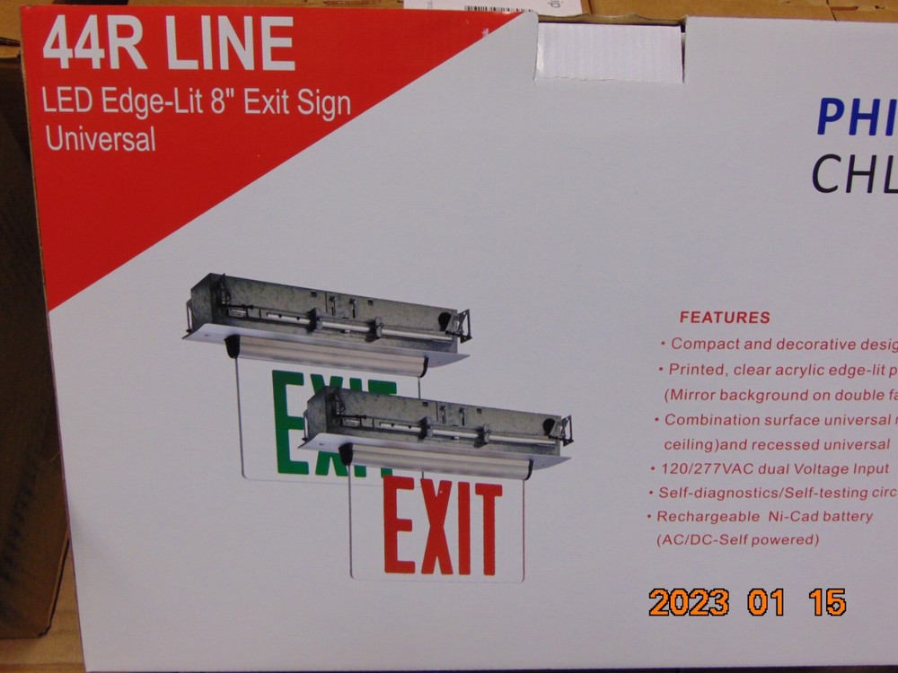 NEW Philips Chloride 44R Line LED Edge-Lit 8" Exit Sign