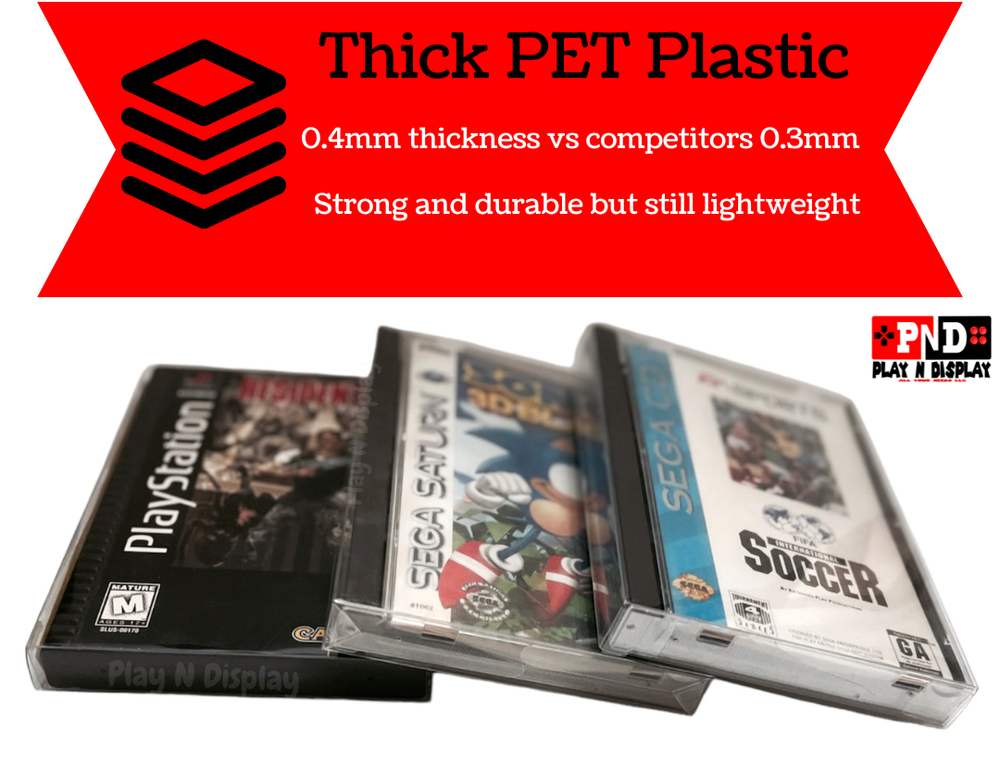 10 Sega Saturn CD PS1 Protective Sleeve Box Protector Clear Plastic Display Case