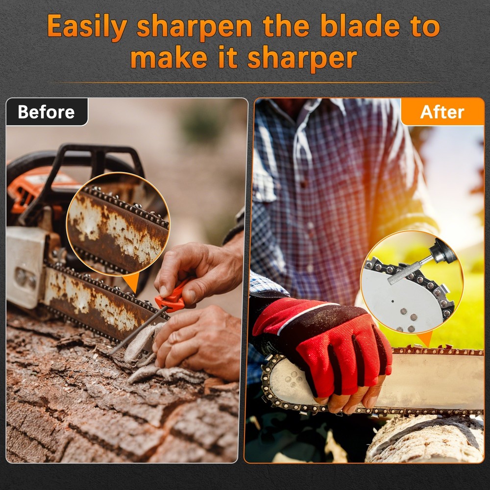 Chainsaw Sharpener with Box [12pcs] - Chainsaw Sharpening - [Silver- 3/16 Inch]