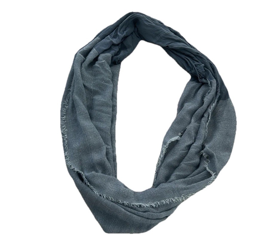 Infinity Scarf Cotton Fringe One Size Blue
