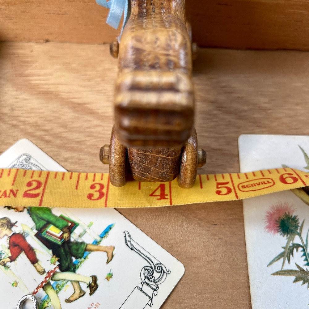 Vintage Wooden Bunny Rabbit Rolling Push Toy Missing Pull String Nursery Decor