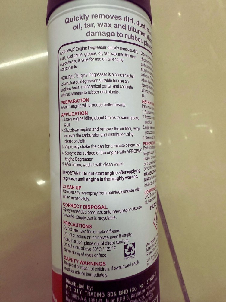 Aeropak Engine Cleaner and Degreaser Spray