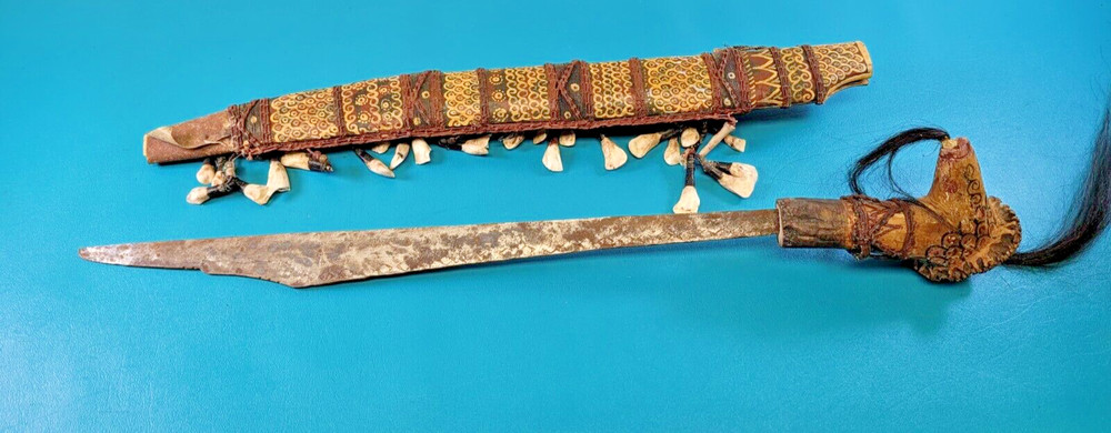 Highly Decorated Southeast Asian Sword Knife with Scabbard