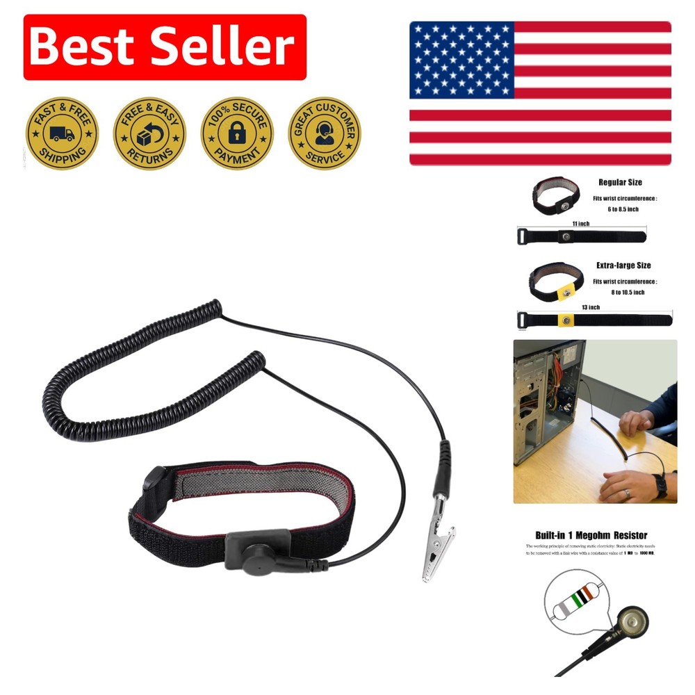 Durable Anti Static Wrist Strap with Long Cable - Essential for Electronics Red