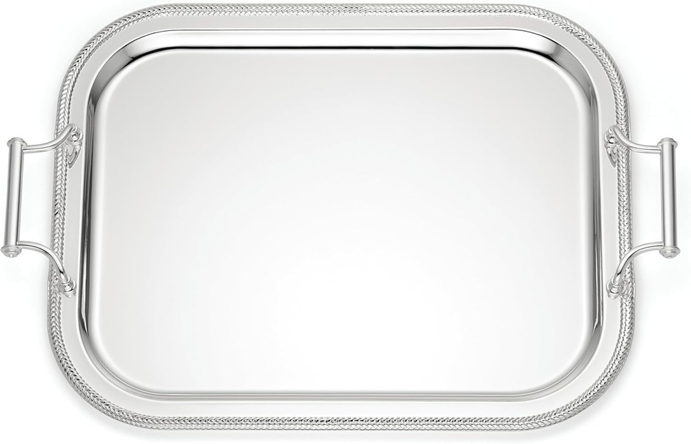 896102 Rectangle Silverplate Tray With Handles
