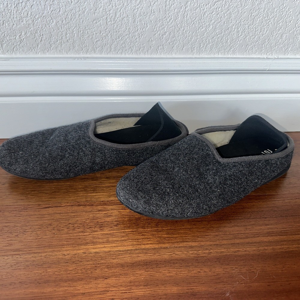 MAHABIS Classic Larvik Dark Gray Wool, Lined Slippers Size 41 EU / 8 US