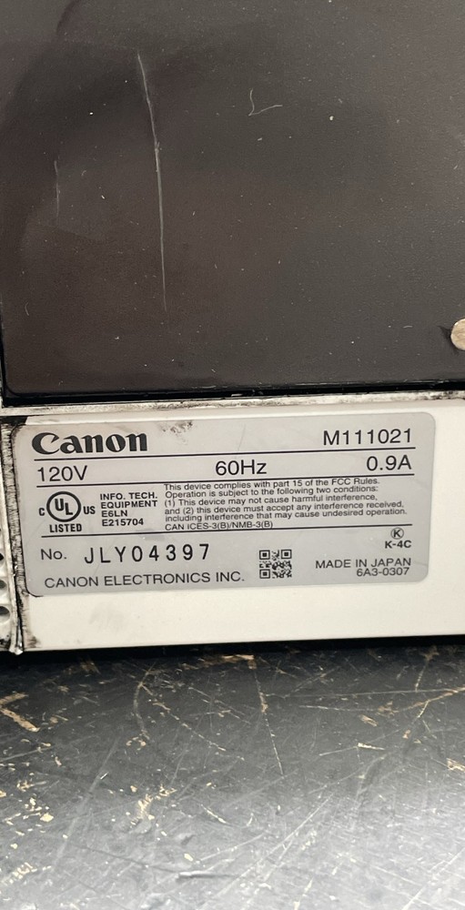Canon imageFORMULA CR-190i II Check Scanner Reader 120V Power