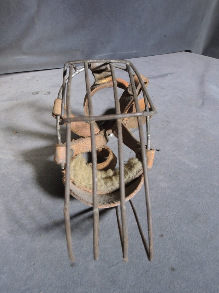 3 Vintage Grayhound Dog Wire & Leather Muzzles with Harness Muzzle