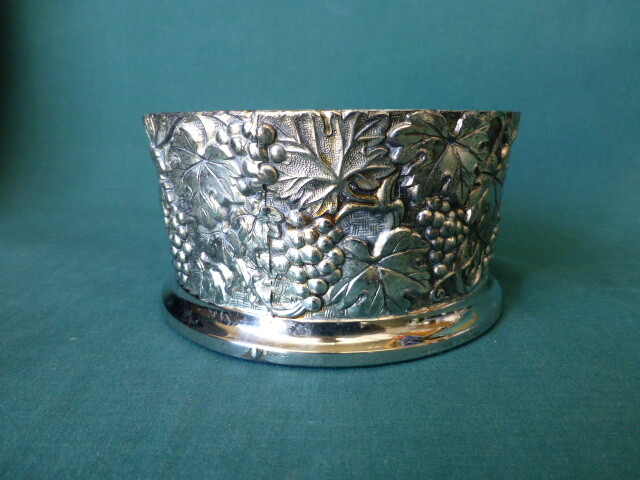 Small Vintage Silver Plated Wine Bottle Coaster