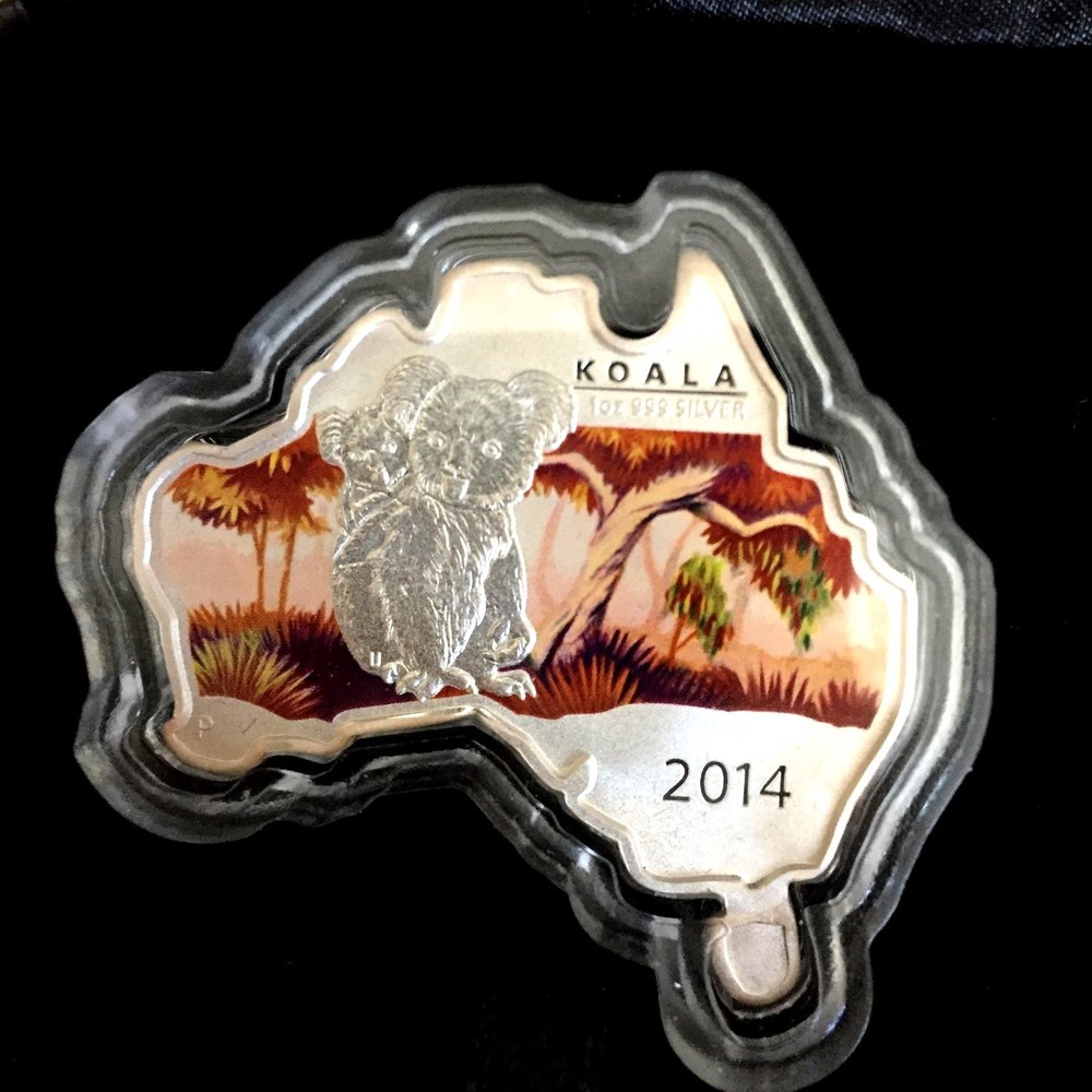 Australian Map Shaped Coin Series – Koala 2014 1oz Silver Coin