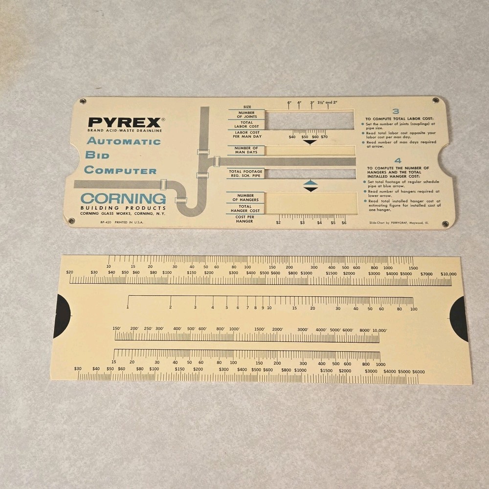 Corning Pyrex Automatic Bid Calculator Slide Rule Vintage