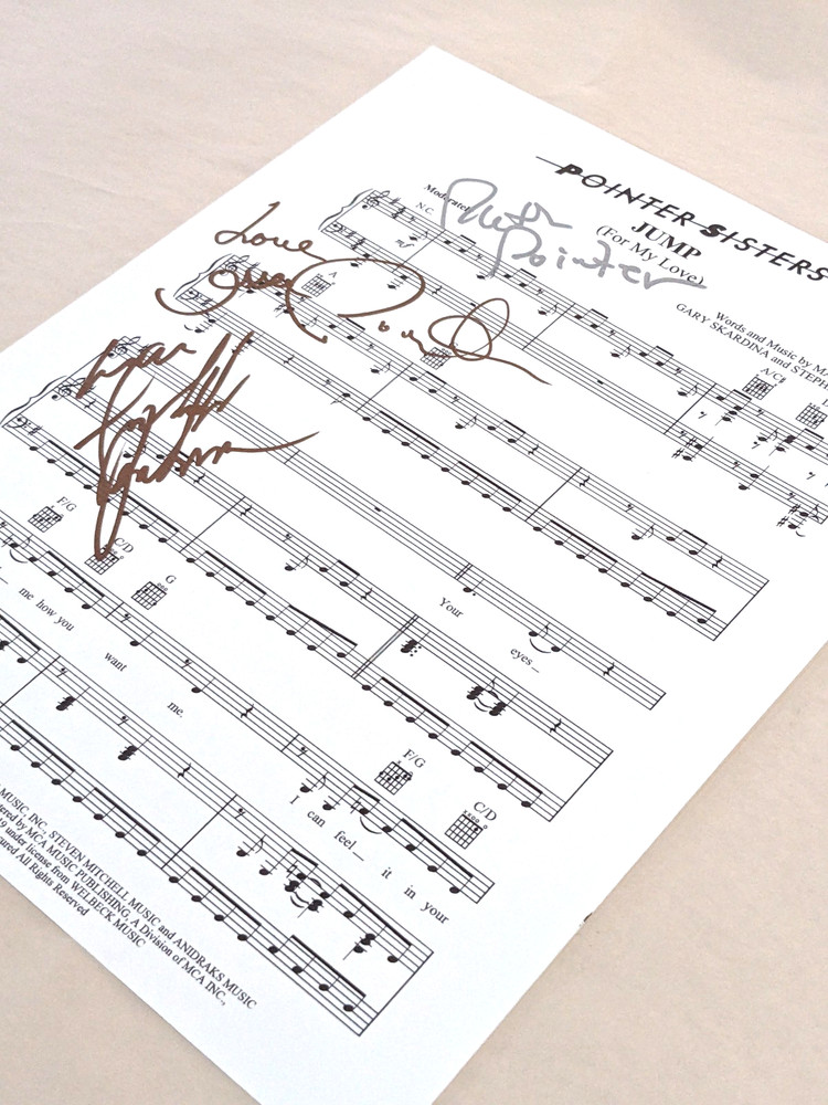 POINTER SISTERS Signed JUMP Sheet Music RUTH POINTER +2 COA