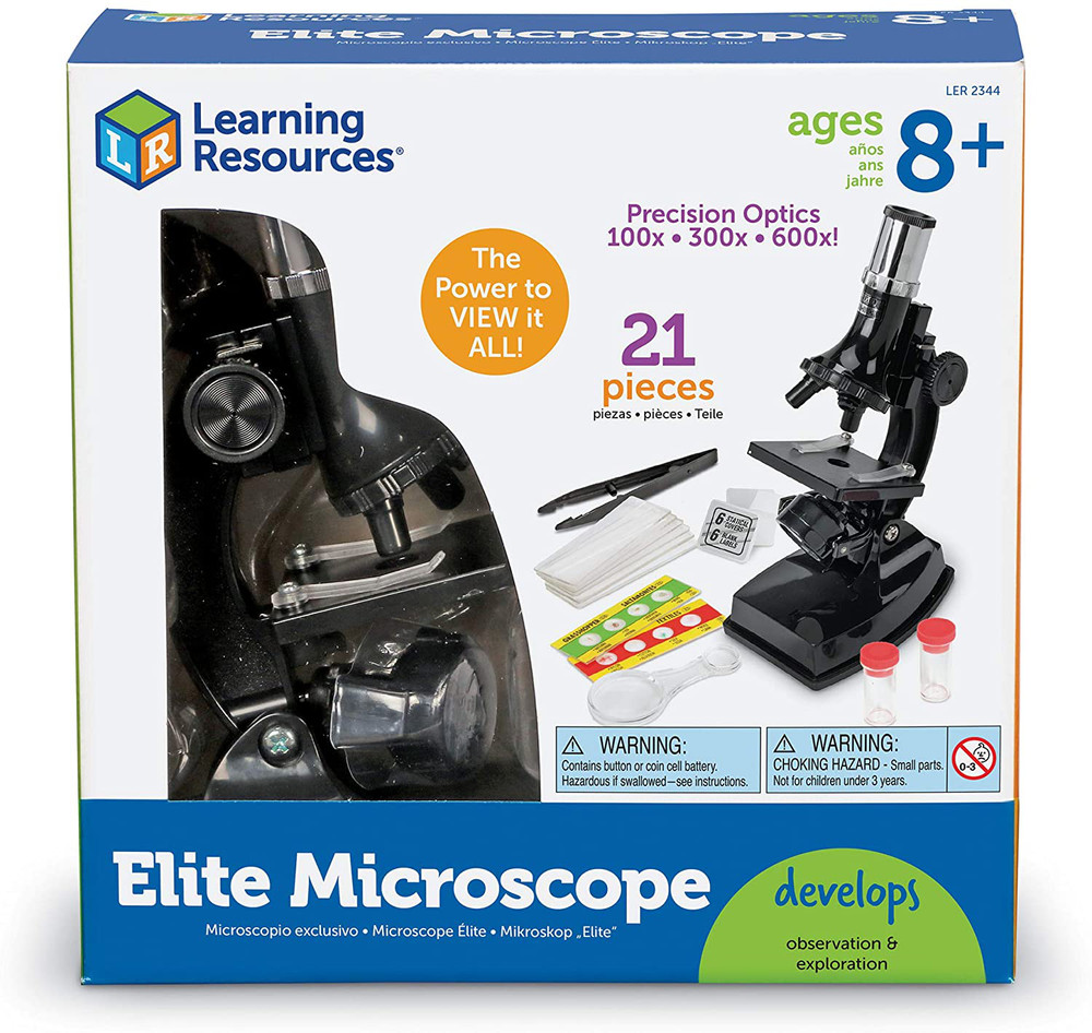 Portable Beginner Microscope Science Kit Kids Starter Compound STEM Learn 21pc