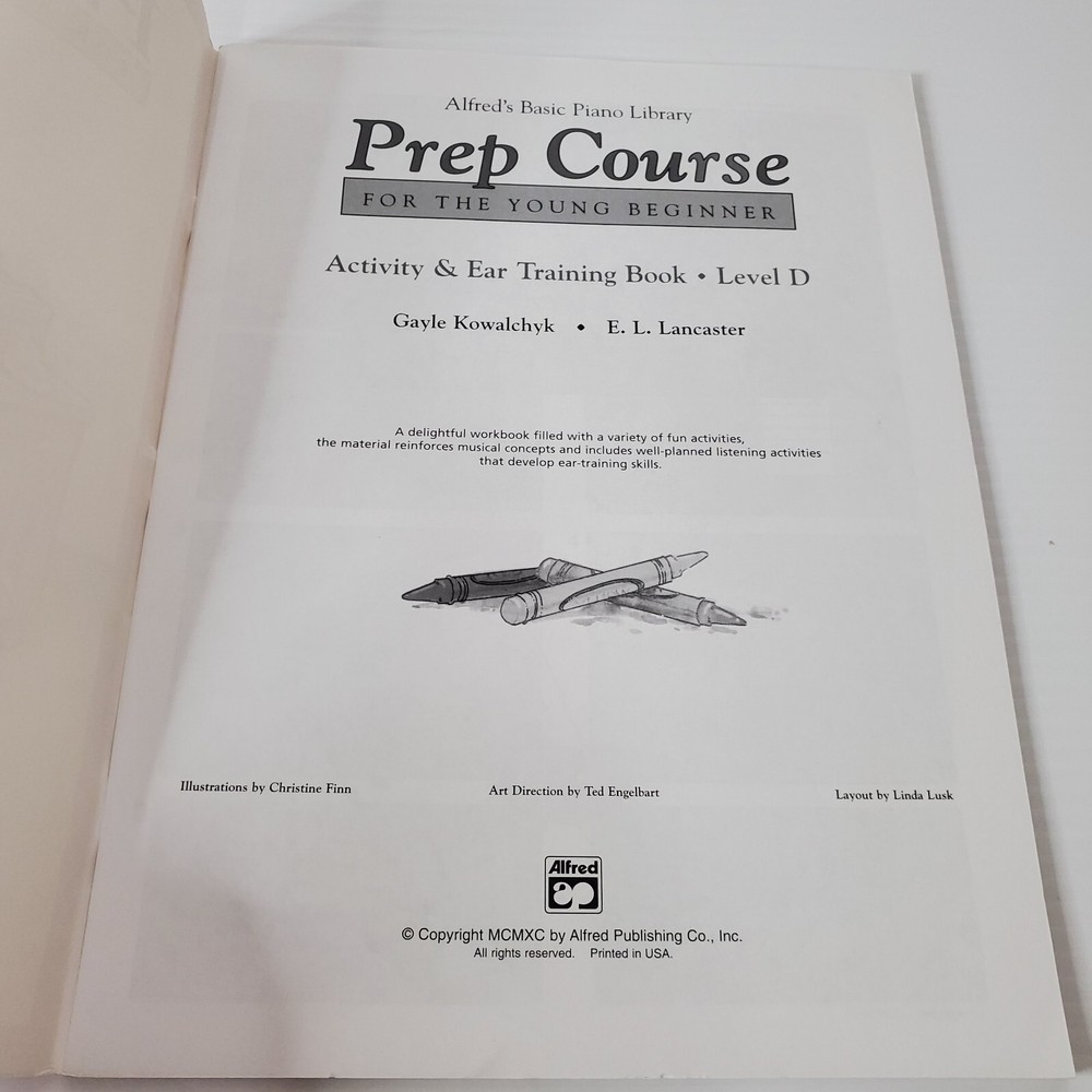 Alfred's Basic Piano Library Prep Course Activity & Ear Training Book Level D