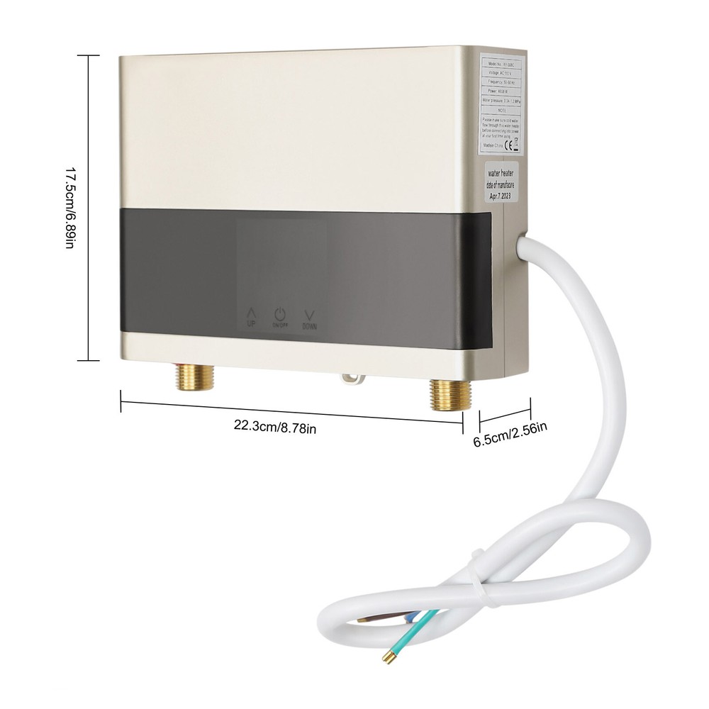 4000W 8.7*6.8*2.5" Gold ABS& Metal Constant Temperature Instant Hot Water Heater