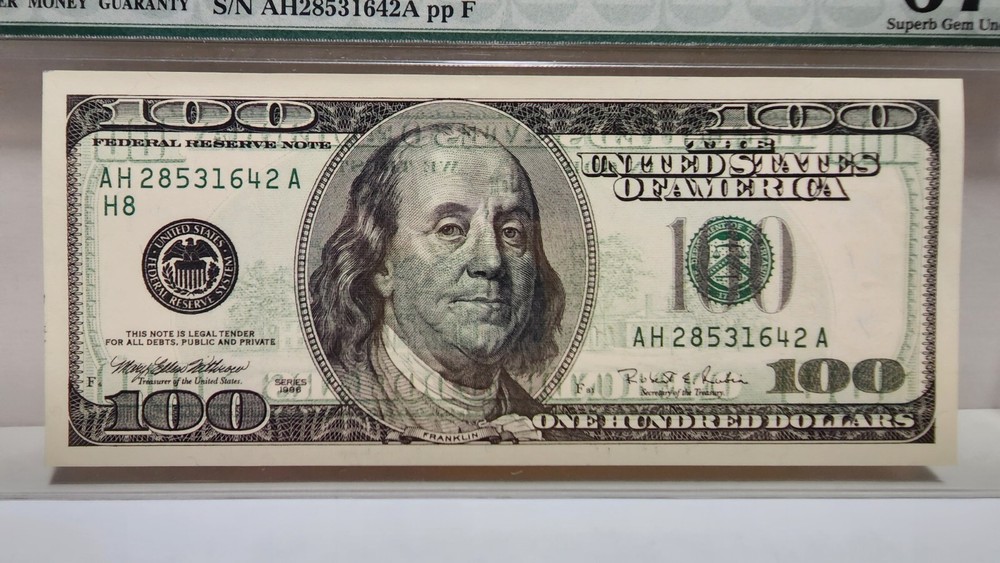 $100 1996 FRN OFFSET PRINTING ERROR PMG67EPQ