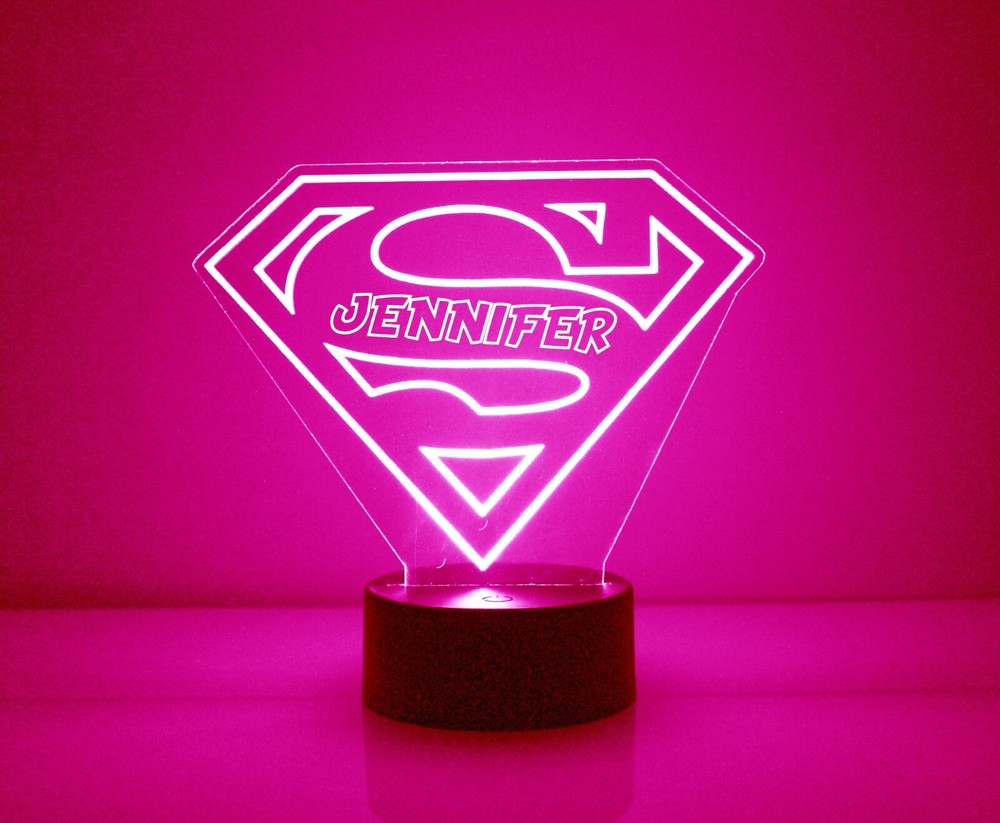 Superman Personalized FREE Superhero LED Night Light Lamp with Remote Control