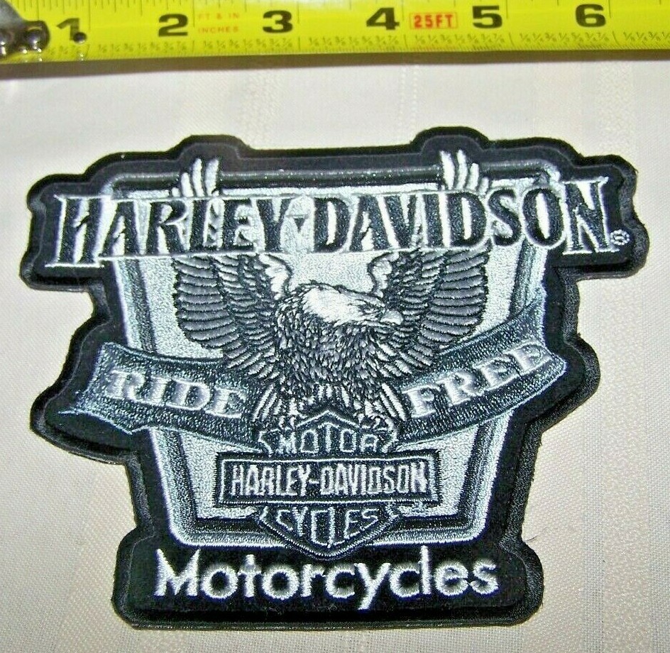 Harley Davidson Bar & Shield Eagle Black Silver Back Vest Patch 6 x 5