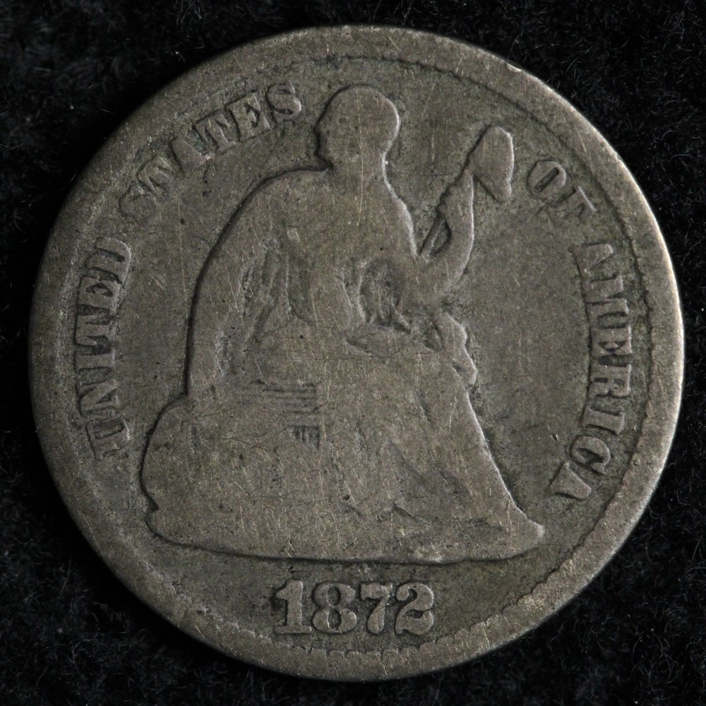 1872 Seated Liberty Silver Half Dime FINE E178 SWNV