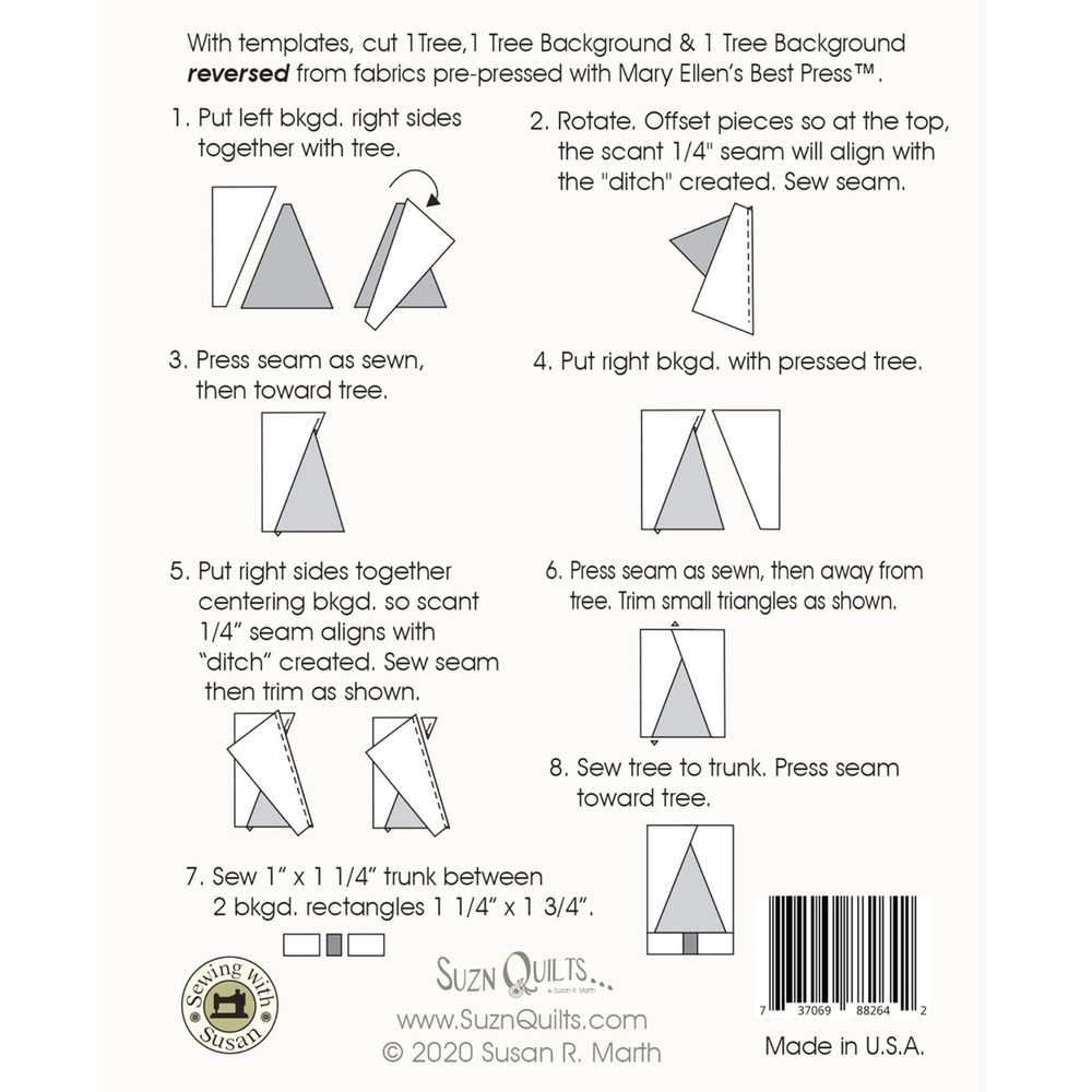 Suzn Quilts Tiny Tree Template Set Notion, Green