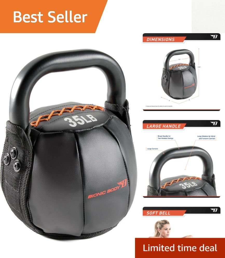 Bionic Body Soft Kettlebell 35 lbs - Safe Ergonomic Design for Core Training