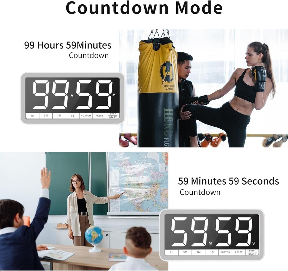 Portable Digital Timer with 7.8” Display & Rechargeable Battery - Cook & Learn
