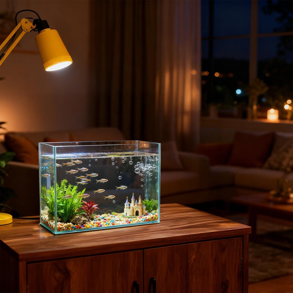 3 Gallon Glass Fish Tank, Small Betta Fish Aquarium, Ultra Clear Rectangular ...
